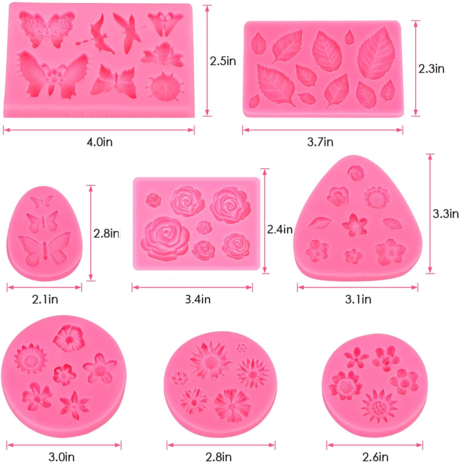 Wantan Flower Molds,Rose Mold Silicone,Silicone Chocolate Mold,Silicone Cake Mold Butterfly,Mini Flower Mold for Cupcake, Chocolate,and Candy Making and Cake